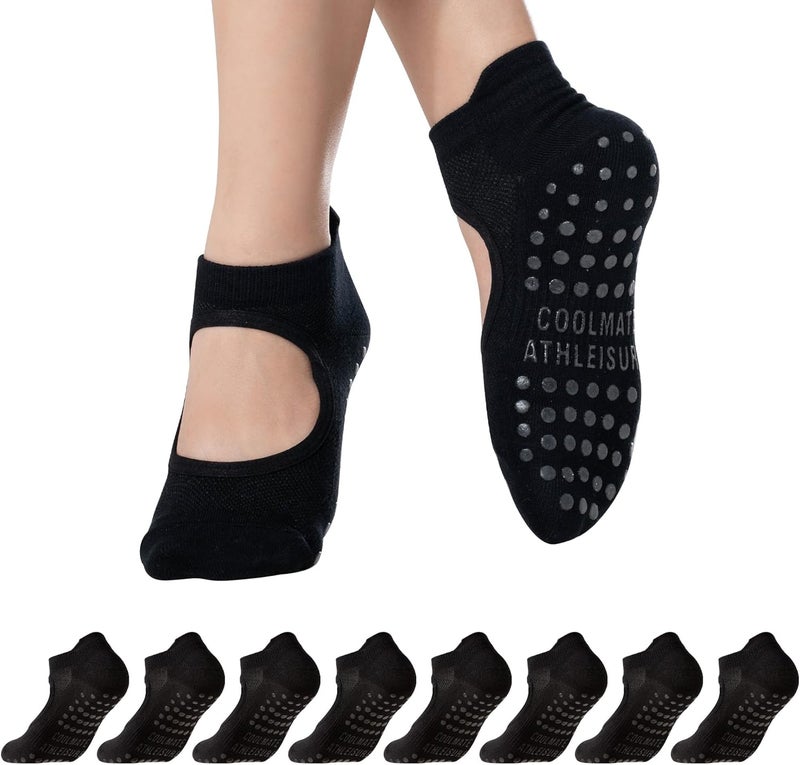 CoolMate Store Pilates Socks with Grips for Women, Yoga Socks, Crew Non Slip Women for Barre, Pilates Gifts - Image 1